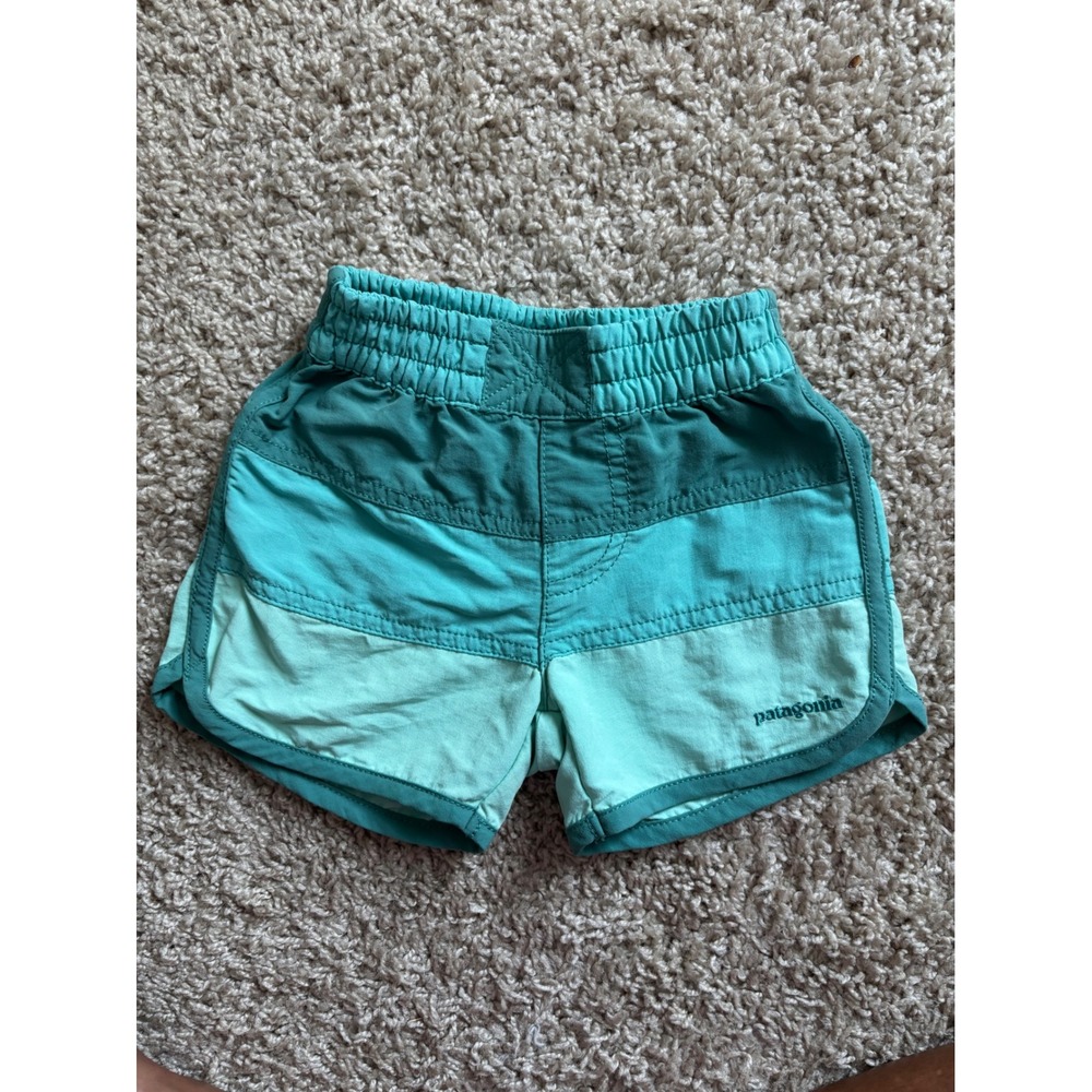 Patagonia Baggies Shorts Baby 6-12M Teal Green Colorblock Supplex Nylon 60278